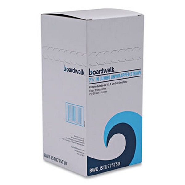 Boardwalk® Jumbo Straws, 7.75", Plastic, Translucent, Unwrapped, 250/pack, 50 Packs/carton