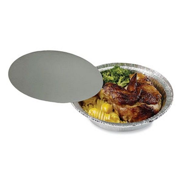 Boardwalk® Boardwalk Round Aluminum To-Go Containers With Lid, 24 Oz, 7" Diameter X 1.47"h, Silver 200/carton