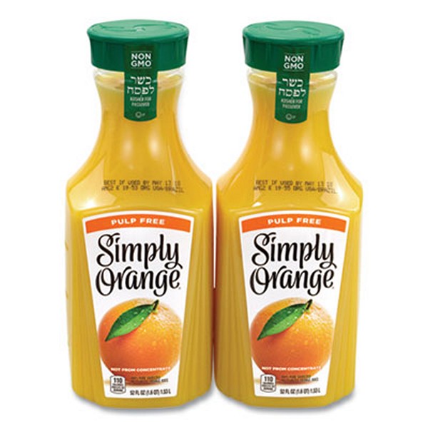 Simply Ora Orange Juice Pulp Free, 52 Bottle, 2/pack