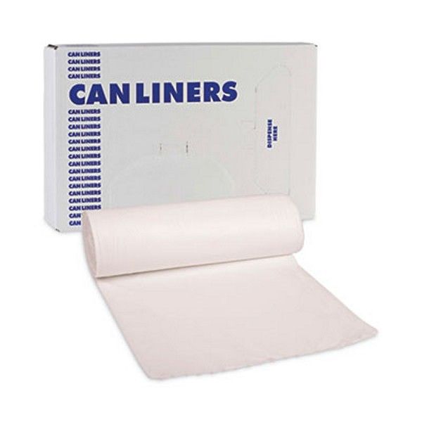 Boardwalk® Low Density Repro Can Liners, 55 gal, 0.63 mil, 38" x 58", White, 10 Bags/Roll, 10 Rolls/Carton