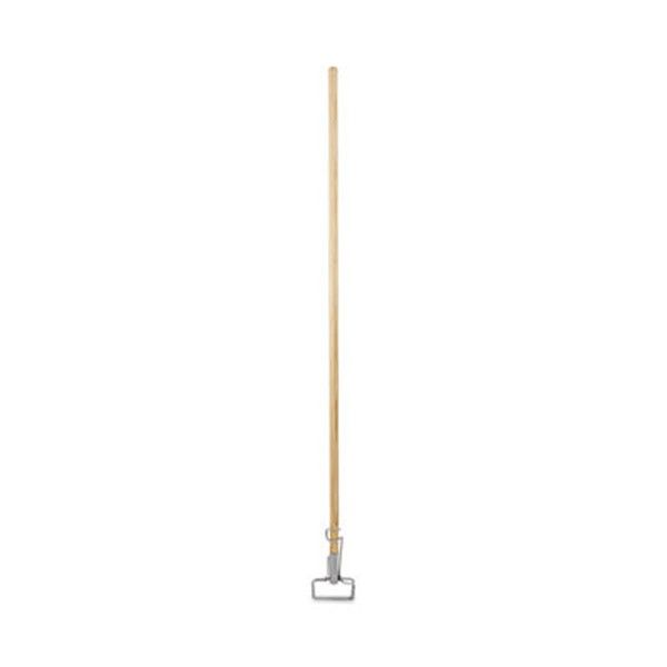 Boardwalk® Spring Grip Metal Head Mop Handle for Most Mop Heads, Wood, 60", Natural