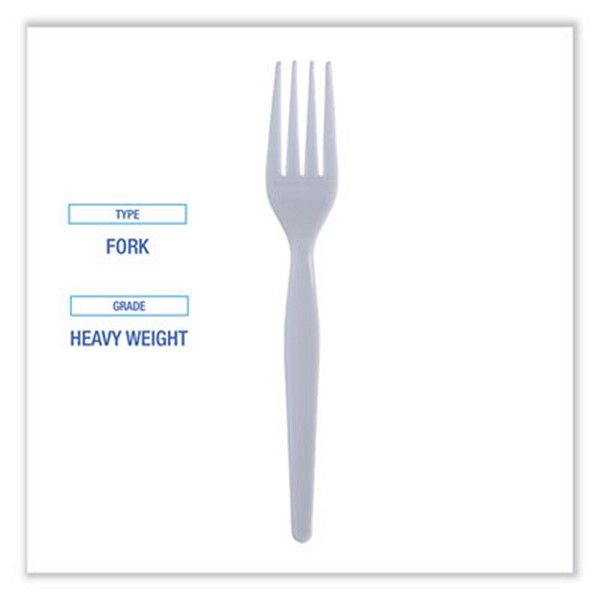 Boardwalk® Heavyweight Polystyrene Cutlery, Fork, White, 1000/carton