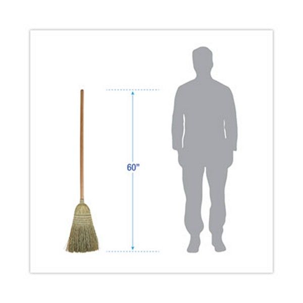 Boardwalk® 100% Corn Brooms, 60" Overall Length, Natural, 6/Carton