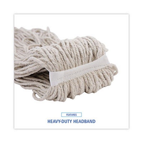 Boardwalk® Mop Head, Economical Lie-Flat Head, Cotton Fiber, 32oz, White, 12/carton