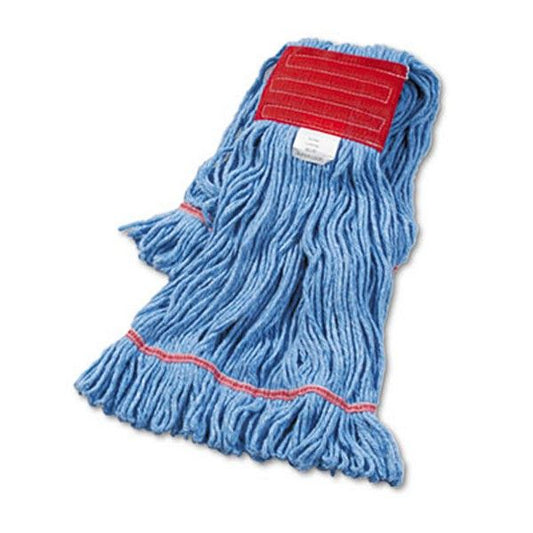 Boardwalk® Super Loop Wet Mop Head, Cotton/synthetic Fiber, 5" Headband, Large Size, Blue, 12/carton