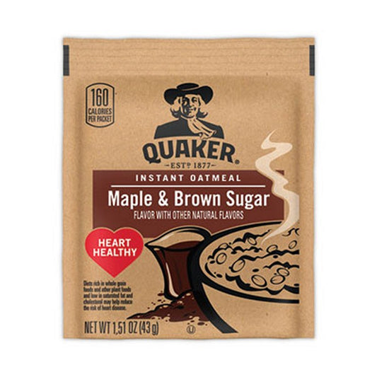 Quaker Instant Oatmeal, Maple and Brown Sugar, 1.51 Packet, 40 Count Box