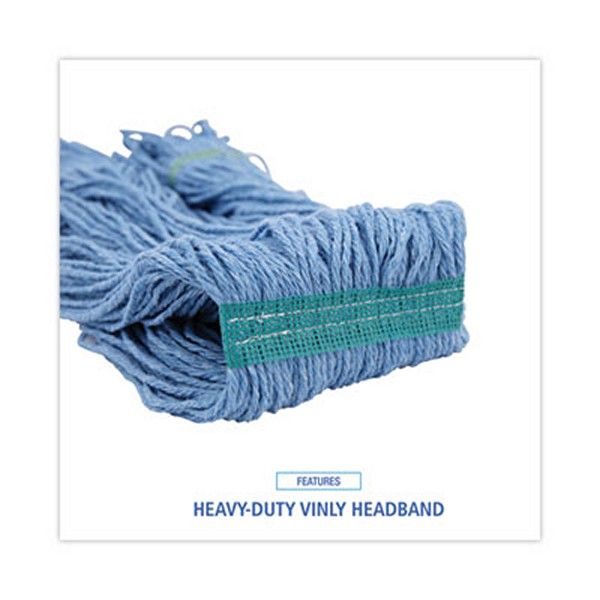 Boardwalk® Super Loop Wet Mop Head, Cotton/synthetic Fiber, 1" Headband, Medium Size, Blue