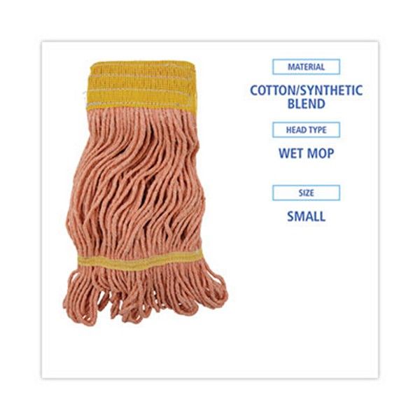 Boardwalk® Super Loop Wet Mop Head, Cotton/synthetic Fiber, 5" Headband, Small Size, Orange, 12/carton