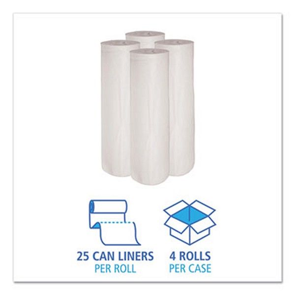 Boardwalk® Low-Density Waste Can Liners, 45 Gal, 0.6 Mil, 40" X 46", White, 100/carton