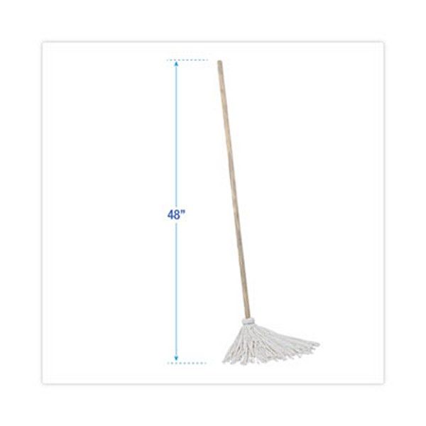 Boardwalk® Handle/deck Mops, 12 Oz White Rayon Head, 48" Oak Wood Handle, 6/pack