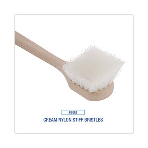 Boardwalk® Utility Brush, Cream Nylon Bristles, 5.5" Brush, 14.5" Tan Plastic Handle