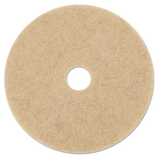 Boardwalk® Natural Hog Hair Burnishing Floor Pads, 21" Diameter, Tan, 5/carton