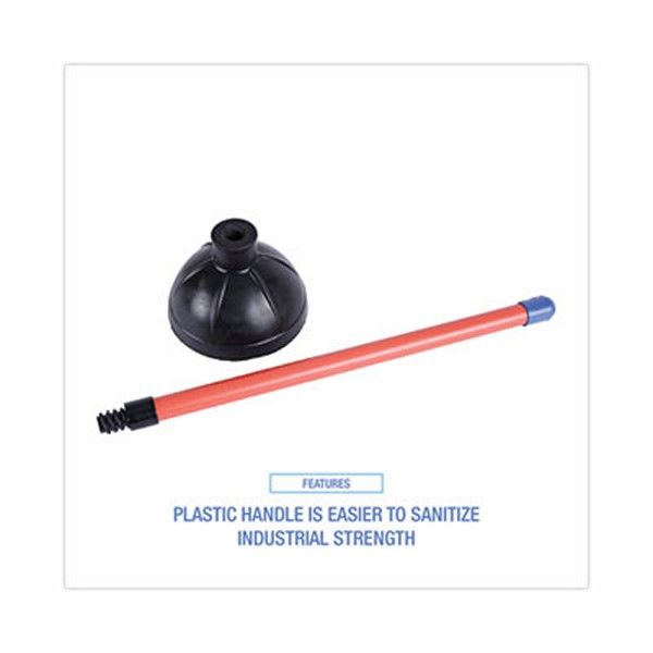 Boardwalk® Toilet Plunger, 18" Plastic Handle, 5.63" Dia, Red/black