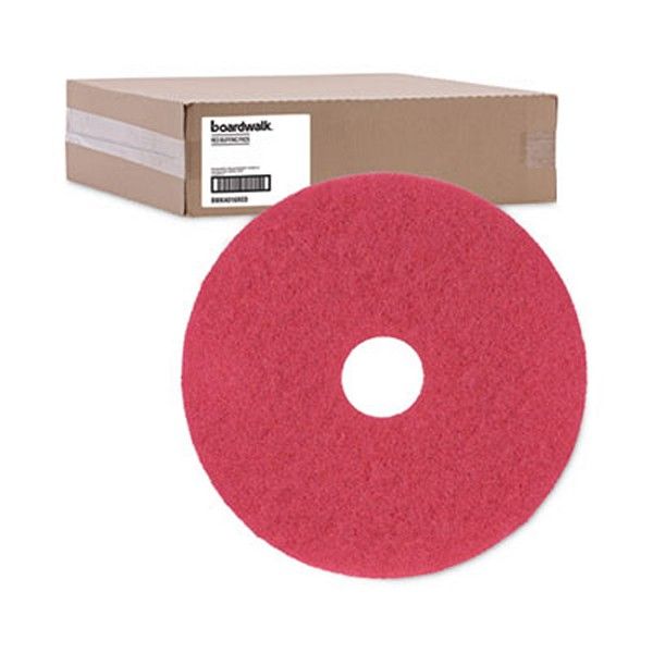 Boardwalk® Buffing Floor Pads, 16" Diameter, Red, 5/carton