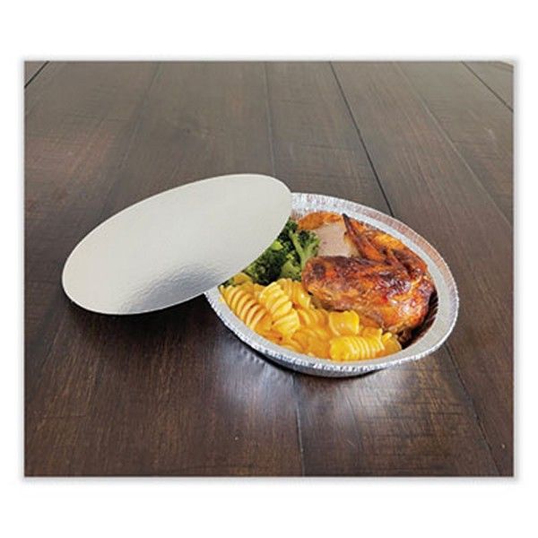 Boardwalk® Boardwalk Round Aluminum To-Go Container Lids, Flat Lid, 7", Silver, Paper, 500/carton