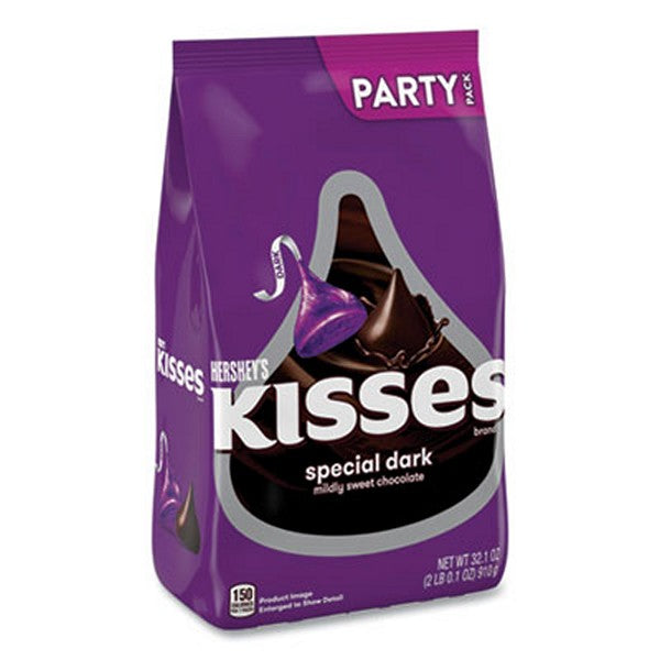 Hershey's Kisses Special Dark Chocolate Candy, Party Pack, 32.1 Bag