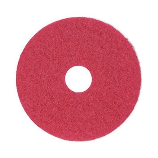 Boardwalk® Buffing Floor Pads, 14" Diameter, Red, 5/carton