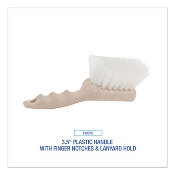 Boardwalk® Utility Brush, Cream Nylon Bristles, 5.5" Brush, 3.5" Tan Plastic Handle