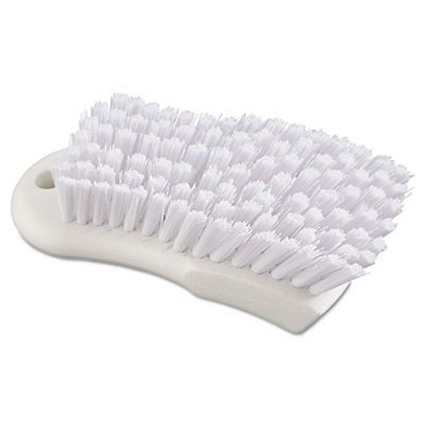 Boardwalk® Scrub Brush, White Polypropylene Bristles, 6" Brush, 6" Handle