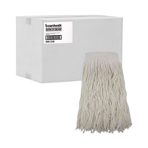 Boardwalk® Mop Head, Premium Saddleback Head, Rayon Fiber, 24-Oz., White, 12/carton