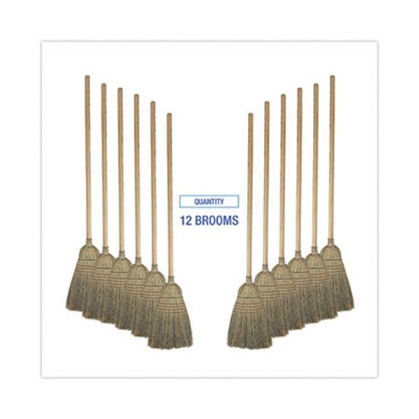 Boardwalk® Warehouse Broom, Corn Fiber Bristles, 56" Overall Length, Natural, 12/carton