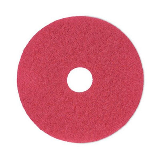 Boardwalk® Buffing Floor Pads, 16" Diameter, Red, 5/carton