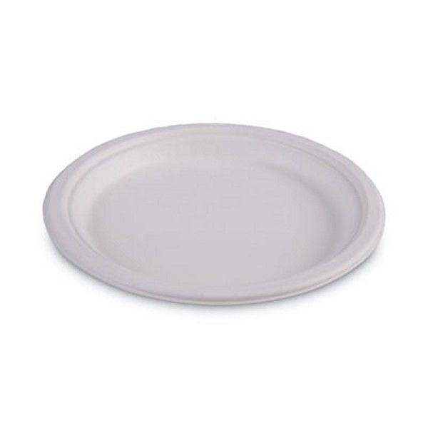 Boardwalk® Bagasse Dinnerware, Plate, 9" Dia, White, 500/carton