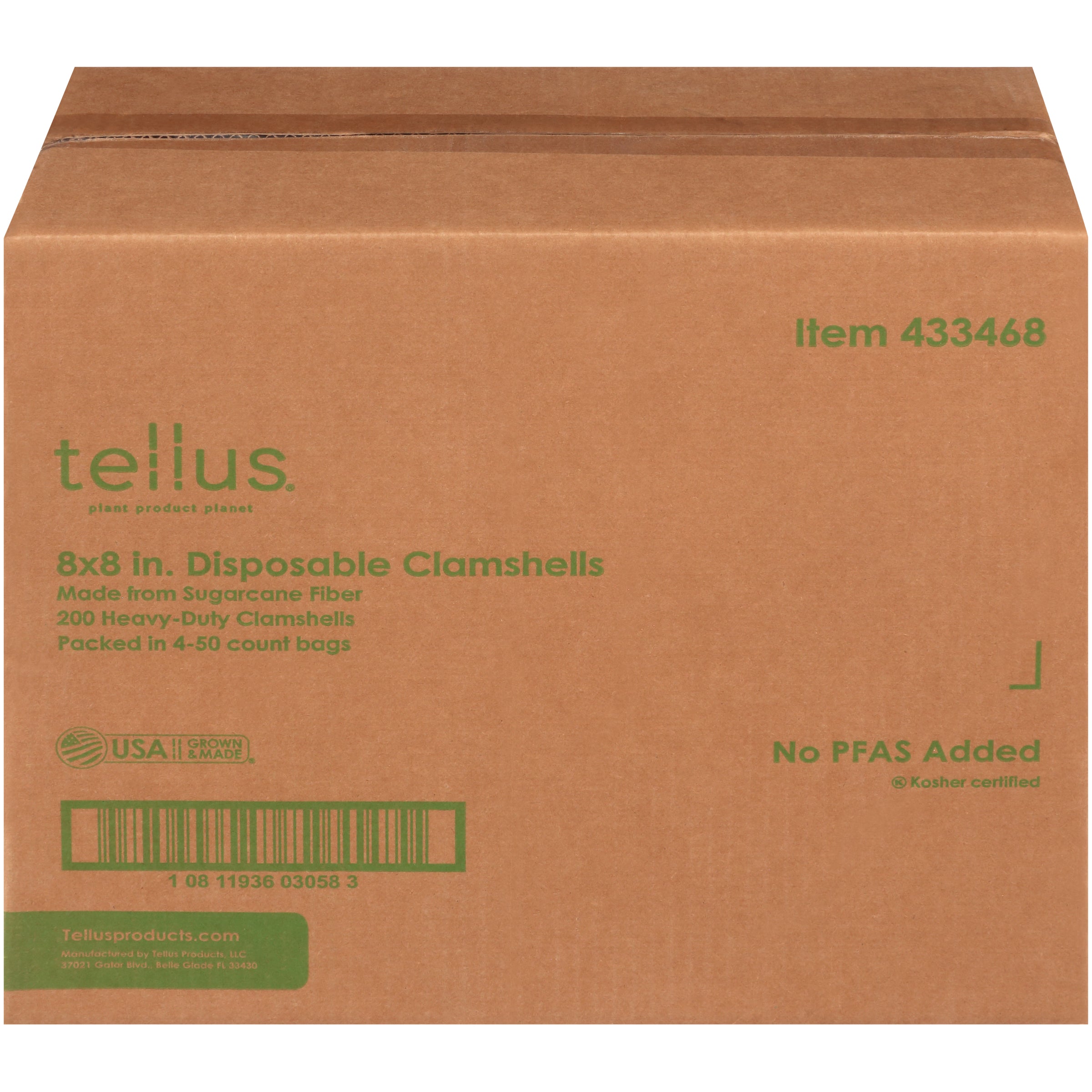 Tellus 8" Square Clamshell No Pfas Added  4 - 200 Ea