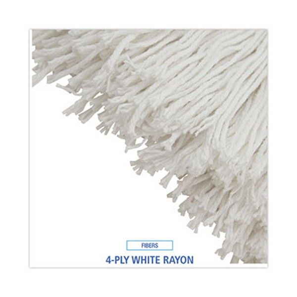 Boardwalk® Mop Head, Economical Lie-Flat Head, Rayon Fiber, 32-Oz., White, 12/carton