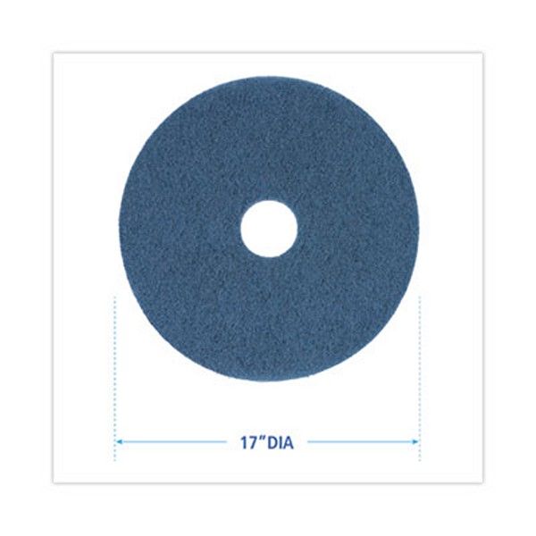 Boardwalk® Scrubbing Floor Pads, 17" Diameter, Blue, 5/carton