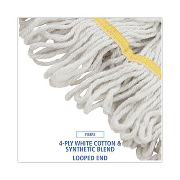 Boardwalk® Super Loop Wet Mop Head, Cotton/synthetic Fiber, 5" Headband, Small Size, White, 12/carton