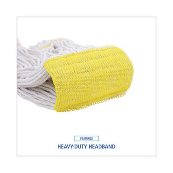 Boardwalk® Super Loop Wet Mop Head, Cotton/synthetic Fiber, 5" Headband, Small Size, White, 12/carton