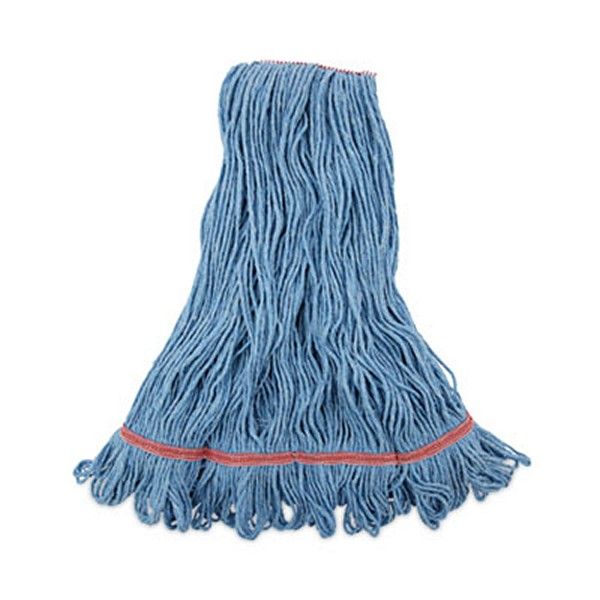 Boardwalk® Super Loop Wet Mop Head, Cotton/synthetic Fiber, 1" Headband, Large Size, Blue, 12/carton