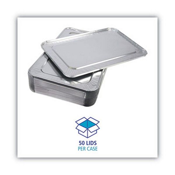 Boardwalk® Aluminum Steam Table Pan Lids, Fits Full-Size Pan, Deep,12.88 x 20.81 x 0.63, 50/Carton