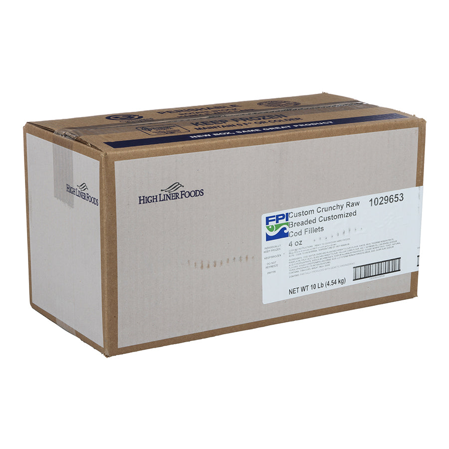 ( Kg) Crunchy Raw Breaded Formed Cod Portions 10 Pound Each - 1 Per Case