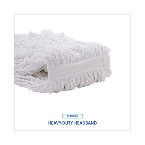 Boardwalk® Banded Rayon Cut-End Mop Heads, White, 24 Oz, 1 1/4" Headband, 12/carton