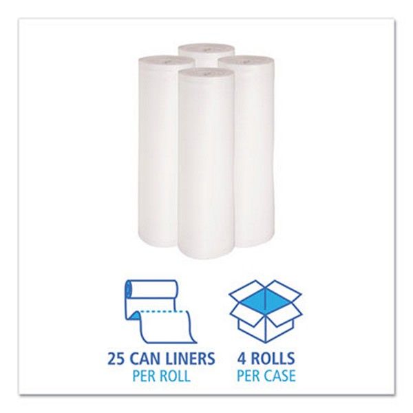 Boardwalk® Low-Density Waste Can Liners, 60 Gal, 0.6 Mil, 38" X 58", White, 100/carton