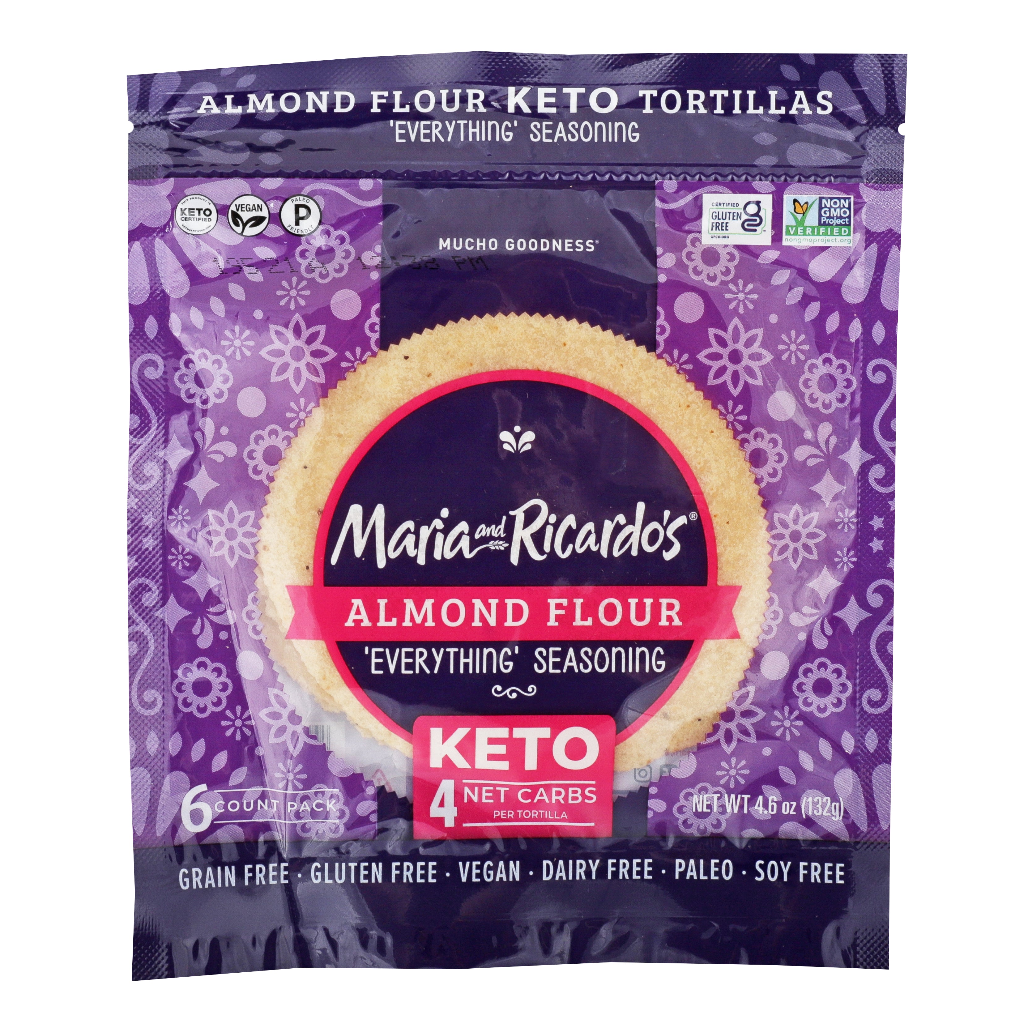Maria & Ricardo's Grain Free Almond & Everything Tortillas .7550 Ounce Size - 36 Per Case