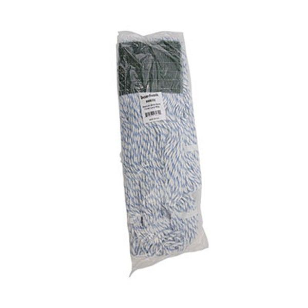 Boardwalk® Mop Head, Floor Finish, Wide, Rayon/polyester, Medium, White/blue, 12/carton