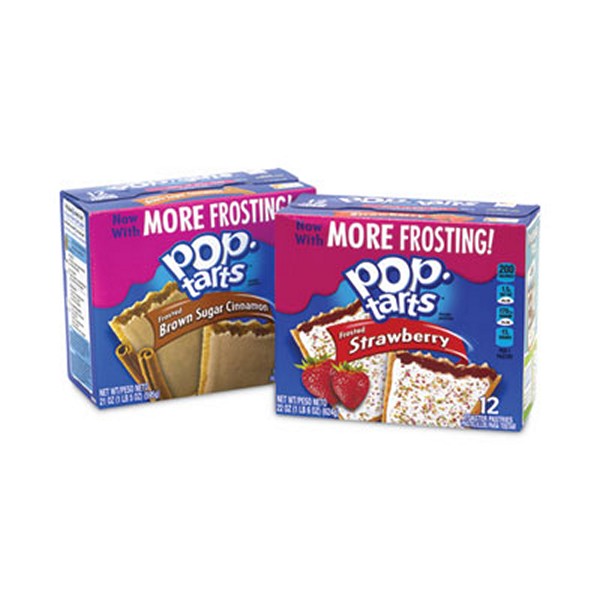 Kellogg's Pop Tarts, Brown Sugar Cinnamon/Strawberry, 2 Tarts/Pouch, 12 Pouches/Pack, 2 Packs/Box