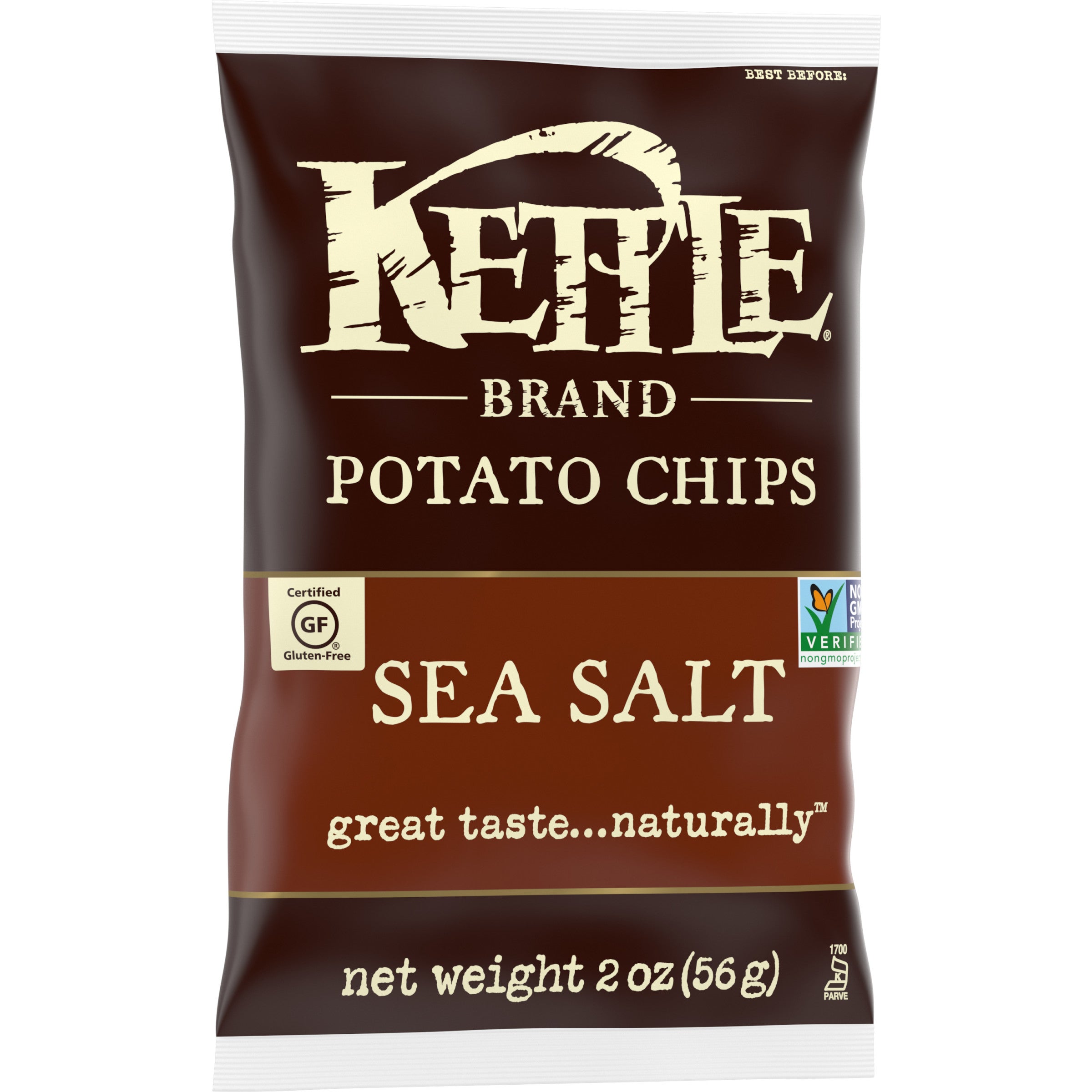 Kettle Brand Potato Chips Sea Salt Kettle Chips Snack Bag 2 Ounce Size - 24 Per Case
