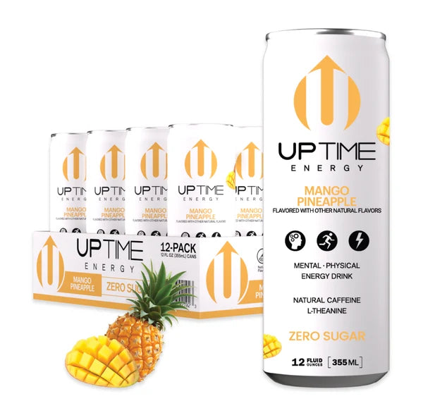 Uptime Energy, Energy Drink Mango Pineapple, Case Of 12, 12 Fluid Ounce