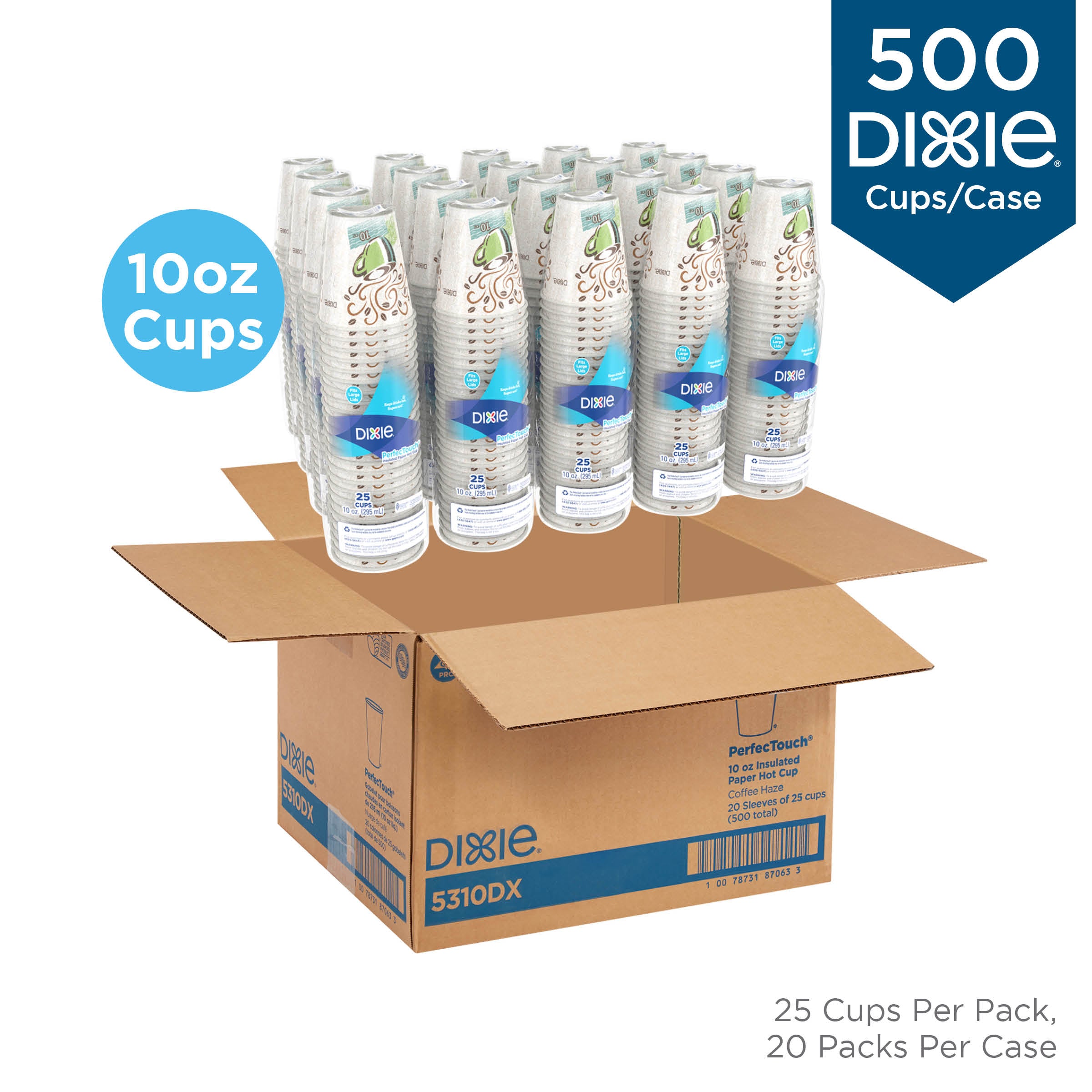 Dixie(R) Perfectouch(R) 10Oz Insulated Paperhot Cups By Gp Pro  Fit Large Lids  Coffee Haze  500 Co