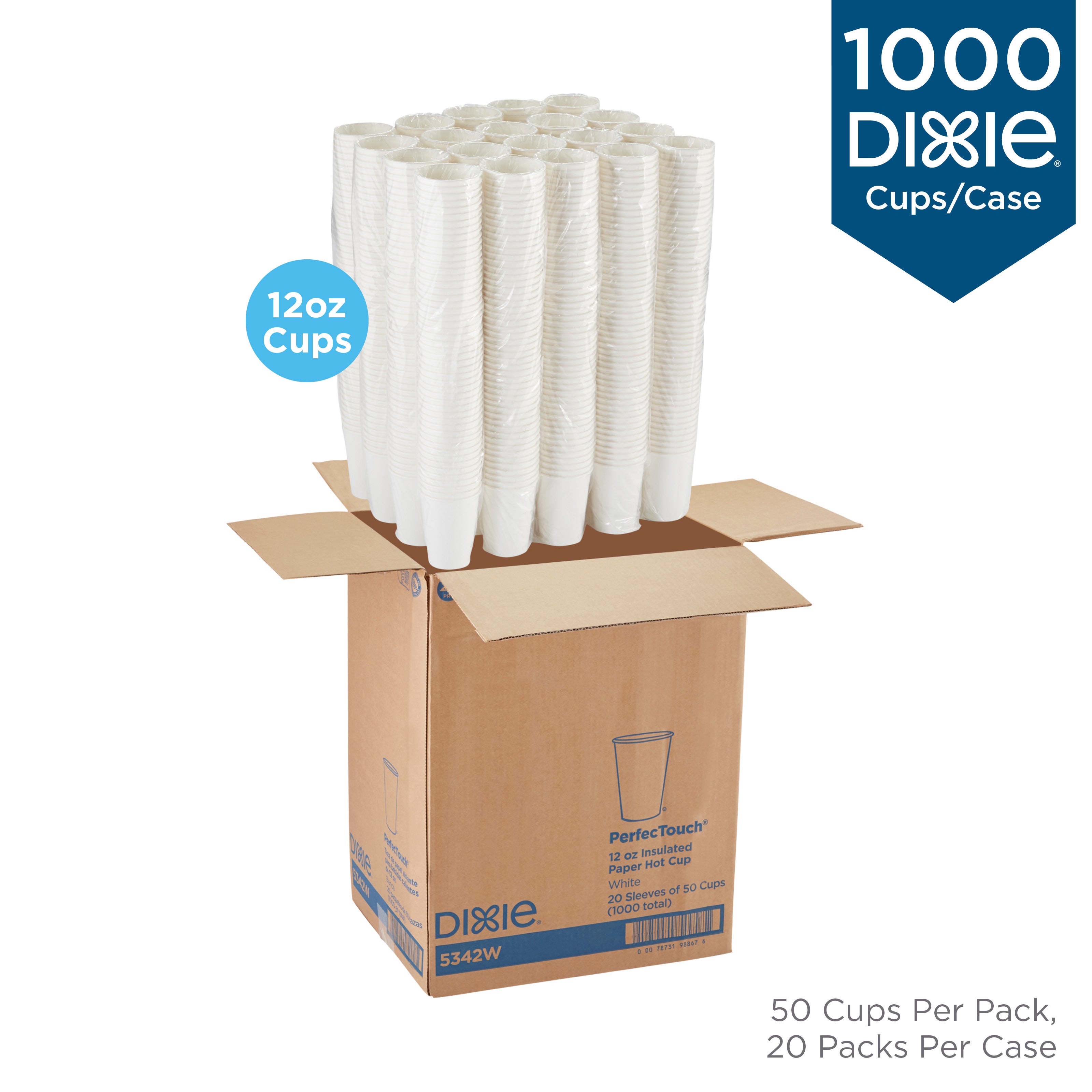 Dixie(R) Perfectouch(R) 12Oz Insulated Paperhot Cups By Gp Pro  Fit Large Lids  White  1000 Count (