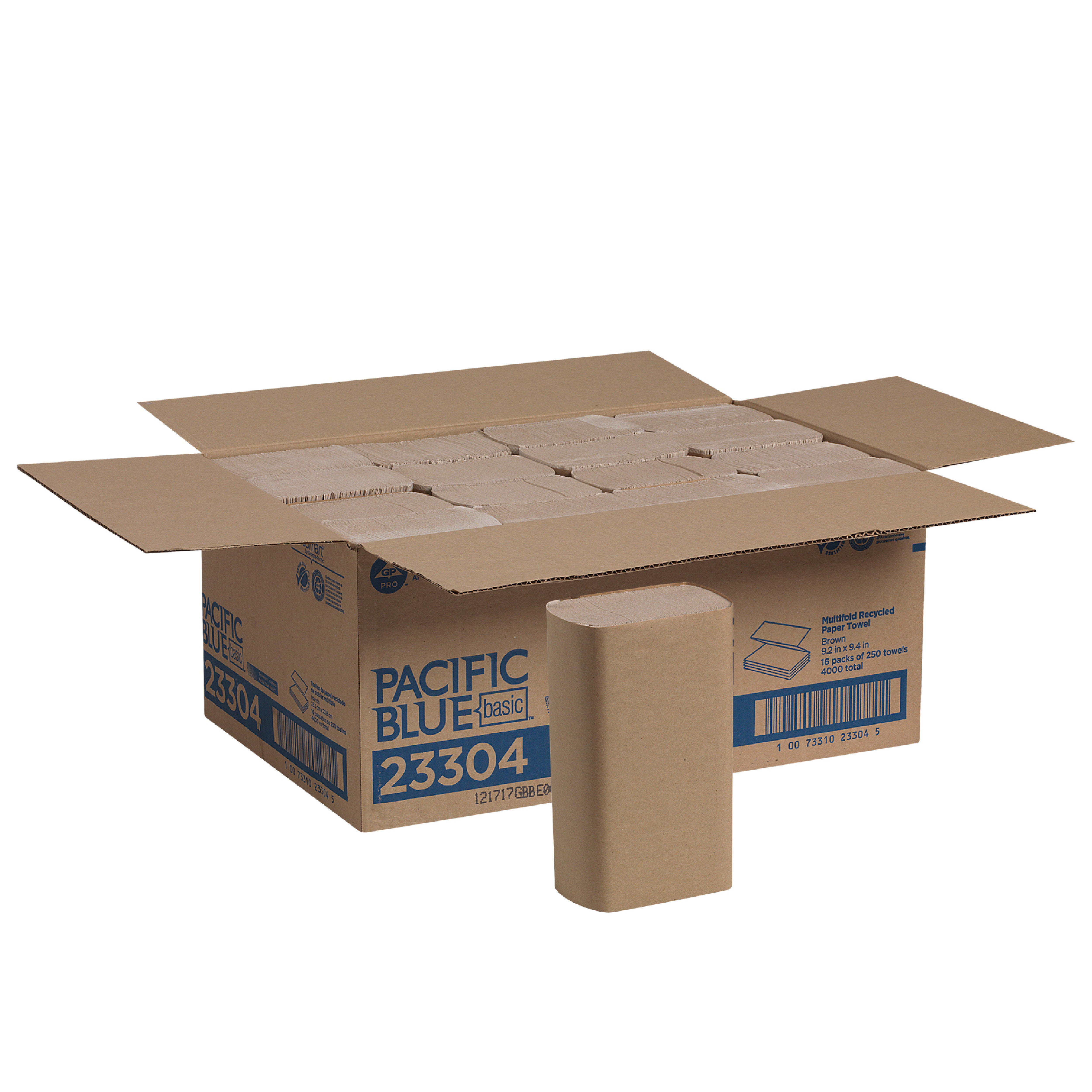 Pacific Blue Basic(R) 1-Ply Recycled Multifold Paper Towel By Gp Pro (Georgia Pacific)  Brown  4 000