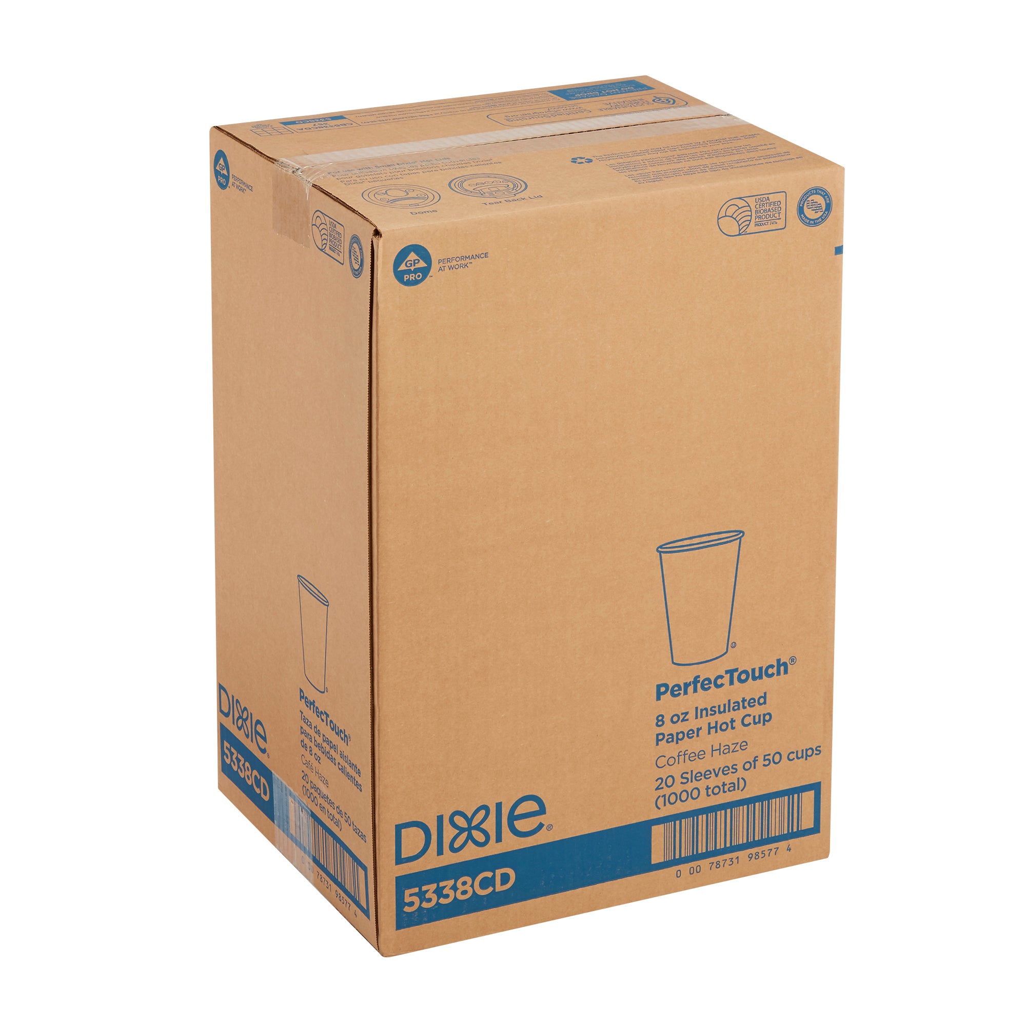 Dixie(R) Perfectouch(R) 8Oz Insulated Paper Hot Cups By Gp Pro  Fit Small Lids  Coffee Haze  1000 Co