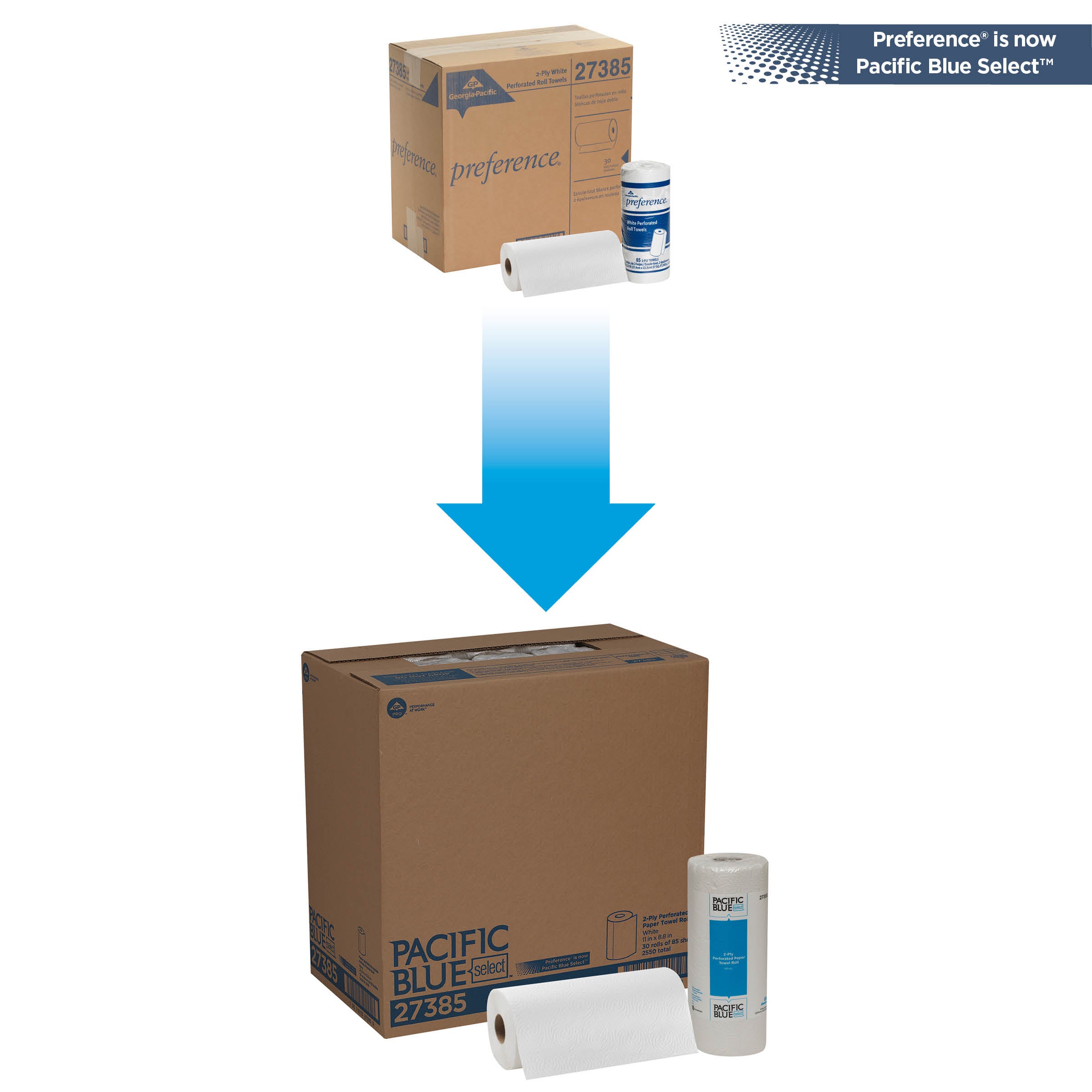 Pacific Blue Select(R) 2-Ply Perforated Paper Towel Roll (Previously Preference(R))  White  30 Rolls