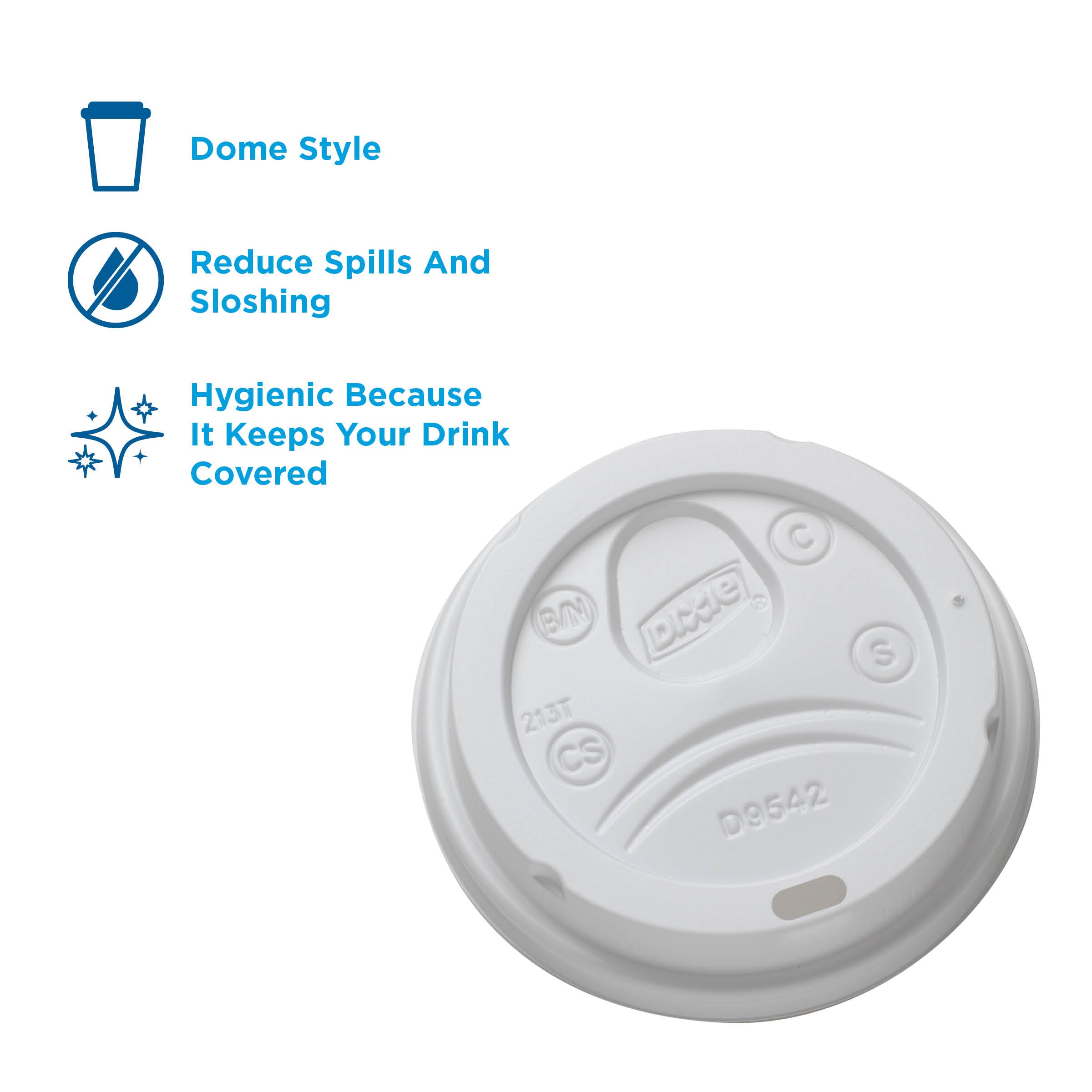 Dixie(R) Dome Plastic Hot Cup Lids  Large 10  20 Ounce  White  10 Packs / 100 Count Per Pack