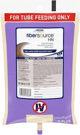 Nestle Fibersource Hn Malnutrition Tube Feeding Hi Protein Complete Liquid Formula, 33.8 Fluid Ounce, 6 Per Case