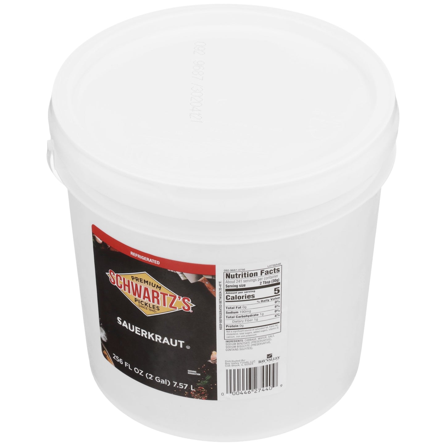 Schwartz's Schwartz Label Sauerkraut Never Cooked 744 1-2 Gallon Kosher 1-2 Gallon